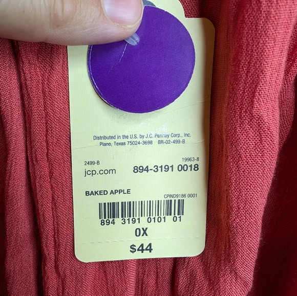 NWT St. Johns Bay Dark Coral White Embroidered Boho Tunic Top 0X Womens - Picture 7 of 10